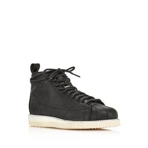 adidas Womens' Black Logo Superstar Sneakers, Core Black/Core Black/White, 5.5